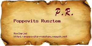 Poppovits Rusztem névjegykártya